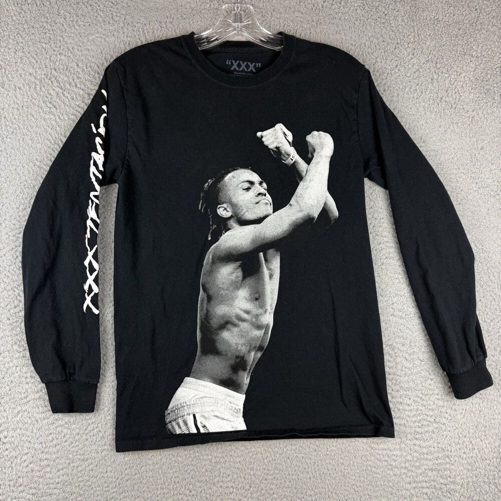 XXX Tentacion Tribute Shirt Adult Medium Black Long Sleeve Crew Neck Size Small